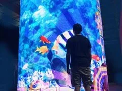 LED-экран цилиндрической формы, высота 2500мм, диаметр 1500мм, длина окружности 4710мм, шаг пикселя 4мм, площадь 1,2м2, уличная яркость 4500кд