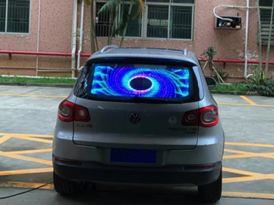 Экран полупрозрачный, длина 1000мм, высота 381мм, шаг пикселя 3,9мм, площадь 0.38м2, уличная яркость 6500кд